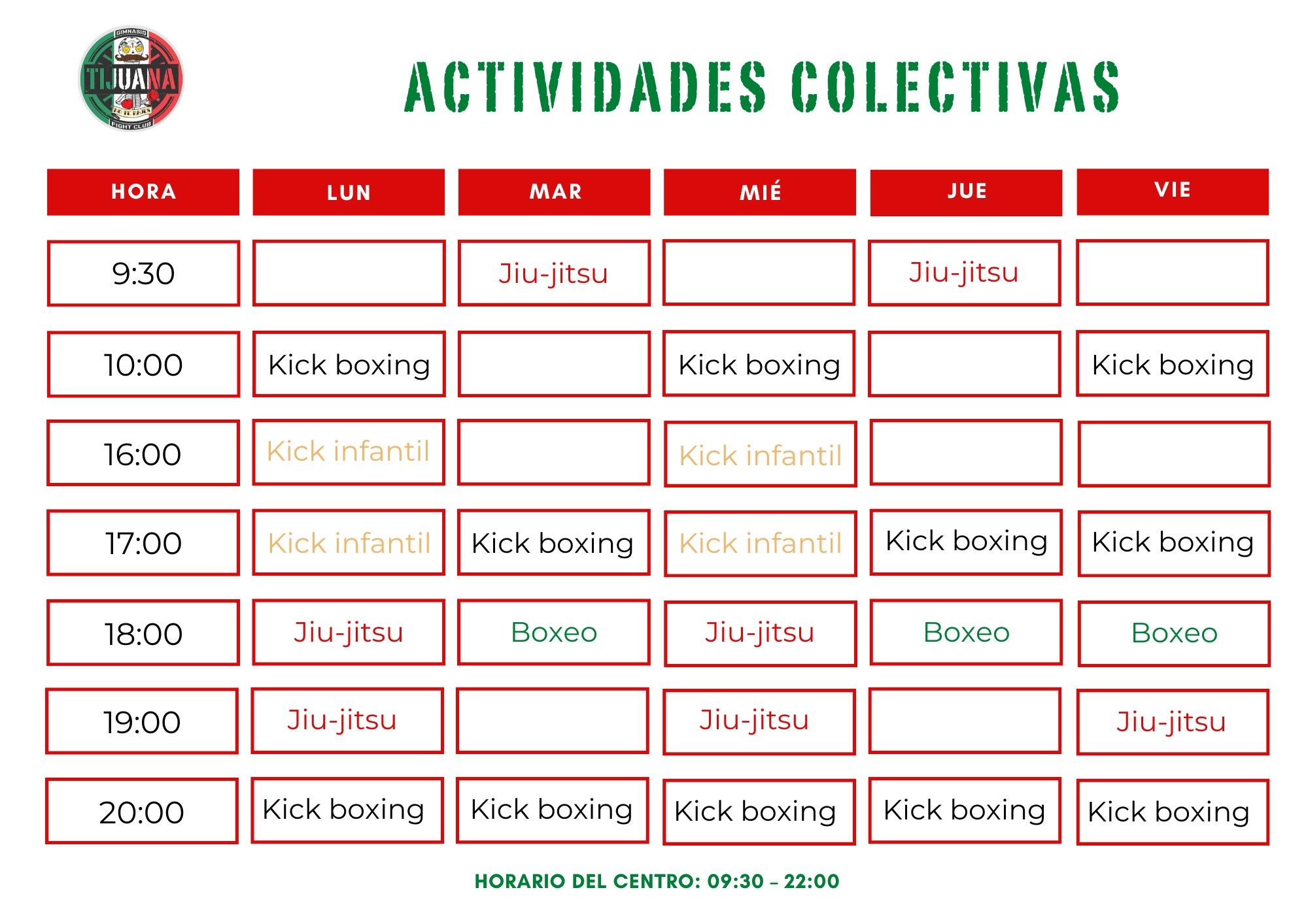 horario gimnasio tijuana